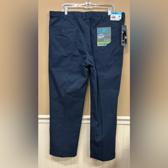 Savane Eco Start Dress Khaki Blue Pleated Front Dress Pants Size 38W X 30L NWT - Picture 2 of 5